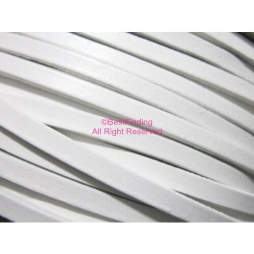 5x2mm Ivory leather cord Milky white Genuine 5mm Flat leather cord