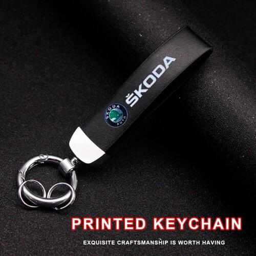 Car Keychain Printed Logo Leather Fashion New Auto Interior For Skoda Octavia A5 A7 RS Fabia Superb rapid yeti Kodiaq Accessorie