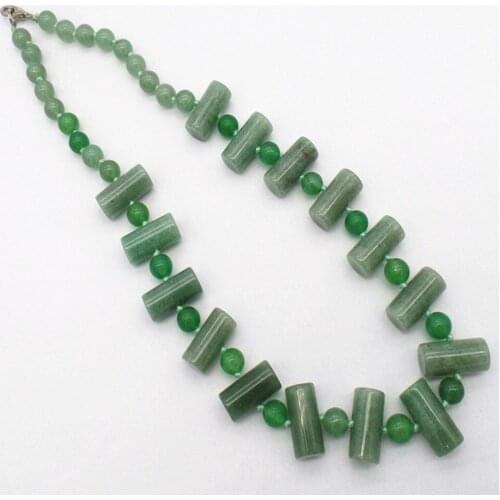 1 Strand 20x10mm Wholesale Natural Green Aventurine Cylindrical Pendant Necklace Jewelry Ornaments 16.5inch S230