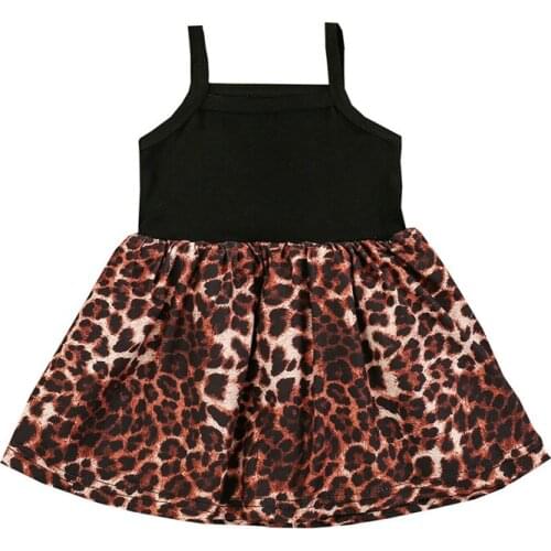 Toddler Kids Baby Girls Sleeveless Leopard Printed One Piece Dress Summer Casual Holiday Party Mini Skirts 0-24M