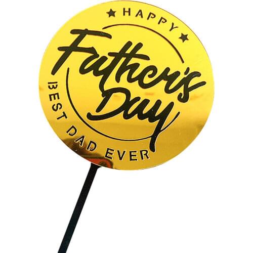 Double Layer Acrylic Happy Fathers Day Cake Decoration Dessert Toppers Dad Birthday Cake Dessert Father`s Day Party Accessories