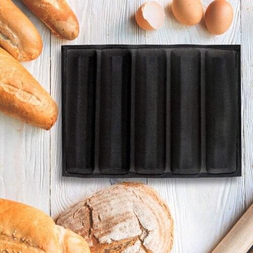 French Bread Mold Wave Baking Tray Silicone Baguette Pan Non Stick Perforated Bread Pan Hot Dog Molds Baking Mat Bread Mould