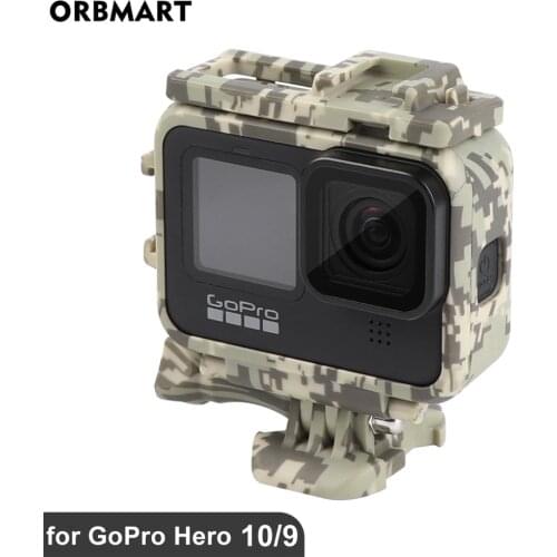 Camo Camouflage Case for GoPro Hero 9 Black Protective Cover Frame Cage Glass Screen Protector for Go Pro 9 Gopro9 Accessories