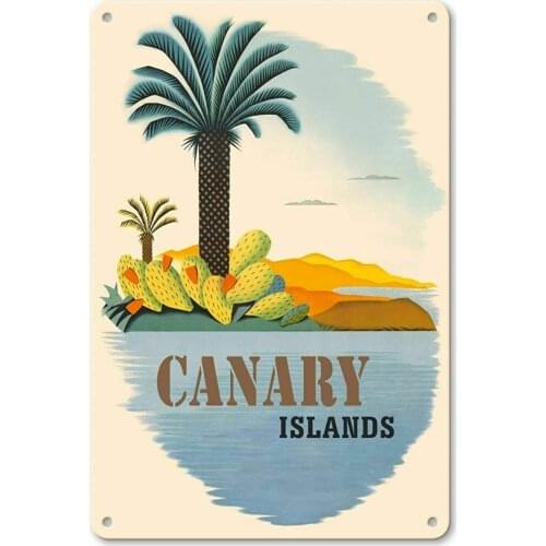 Canary Islands Metal Tin Sign Garage Home Kitchen Bar Pub Hotel Wall Plaques New