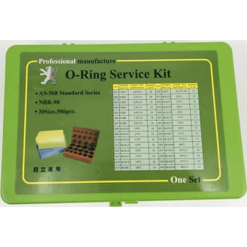 The O-ring kit is suitable for excavator Hitachi 1.9 2 2.5mm NBR90 Nitrile 90 hardness 30size 506pcs O-ring