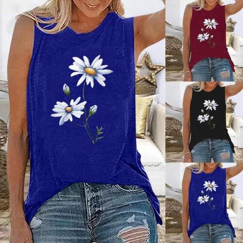 Fashion printed sleeveless top, o-neck vest, womens top, 2021 summer new loose short sleeve casual womens clothing футболка