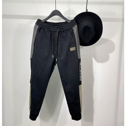 Owen Seak Men Casual Pencil Pants High Street Wear Mens Clothing England Sweatpants Preppy Autumn Winter Cross Black Pants