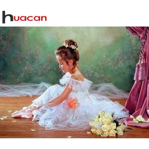 Huacan 5D DIY Diamond Art Painting Kits Ballet Girl Diamond Mosaic Embroidery Portrait Modular Pictures Decoration For Home