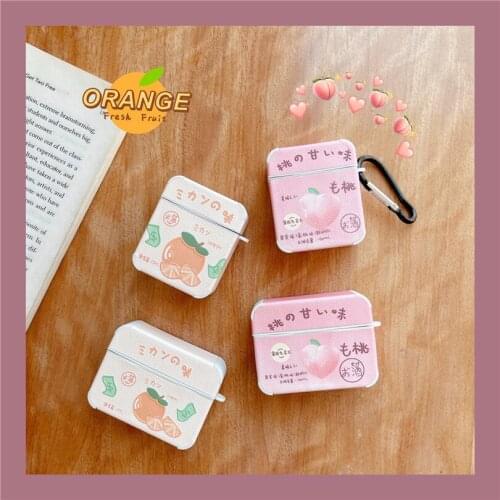 Earphone case holder protective cover For Apple airpods 1/2/3 generation shell Bluetooth headset cuteFruit peach orange ins