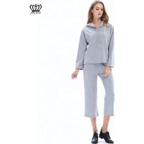 2020 new spring and autumn Cotton fashion two-piece hooded long-sleeved sweater casual pants suit black