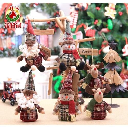 Christmas Tree Ornament Cartoon Doll Snowflake Plaid Cloth Doll Standing/Sitting Christmas Tree Ornaments Children Holiday Gifts