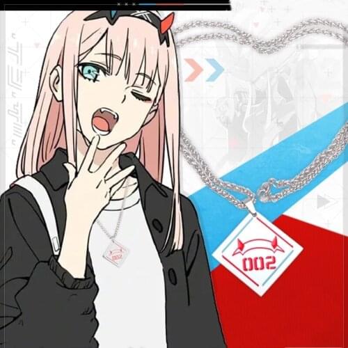 Anime DARLING In The FRANXX ZERO TWO 02 Cosplay Necklace Men Women Pendant Titanium Steel Take Photo Props Birthday Gifts