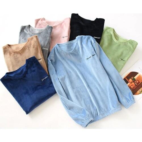 Pyjama Pour Femme New 2021 Casual Flannel One Piece Sleep Tops Autumn Winter Home Clothes Warm Thick Sleepwear Women Pullover