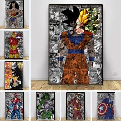 Marvel Avengers Hero Anime Poster Comics Iron Man Captain America Spiderman Canvas Painting Print Wall Art Home Decor Cuadros