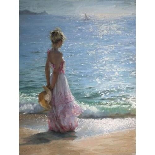 Fancy Seaside Girl Figure DIY Digital Painting By Numbers Modern Wall Art Canvas Paint Christmas Gift Home Decor Big Size