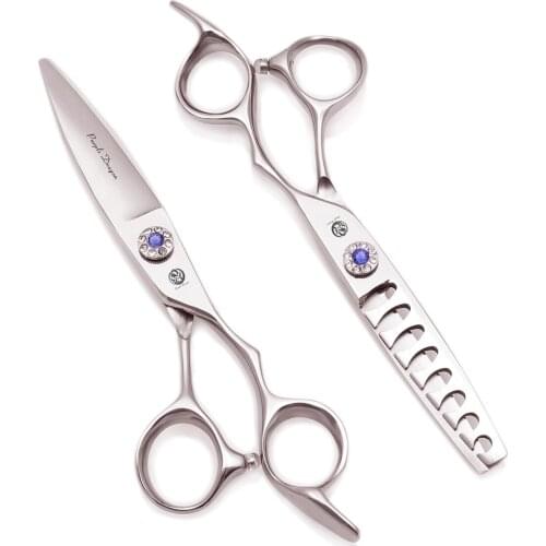 Professional Hairdressing Scissors 6.0" Purple Dragon Japan 440C Flat Hair Cutting Scissors Chunker Scissors Set Add Case 9022