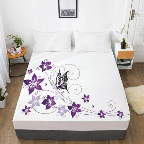 Fitted Sheets With Elastic Band Mattress Cover 3D HD Bedsheet Bed Sheet Linens 160X200/90x200CM Size Bedding Simple purple