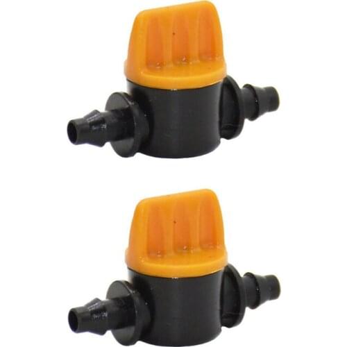 Garden hose 1/4 miniature valve 4/7mm barb control valve irrigation water Garden tap 4/7 hose waterstop connector 100pcs