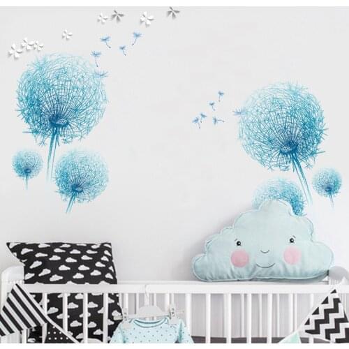 Blue Dandelion Wall Stickers Living Room Bedroom Teenager Home Decor Decoration Aesthetic Modern Wallstickers Poster