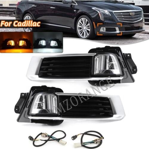 LED DRL Daytime Running Light for Cadillac XTS 2018 2019 Headlight Turn Signal Lamp Front Fog Light Fog Lamp Cover Grill Bezel