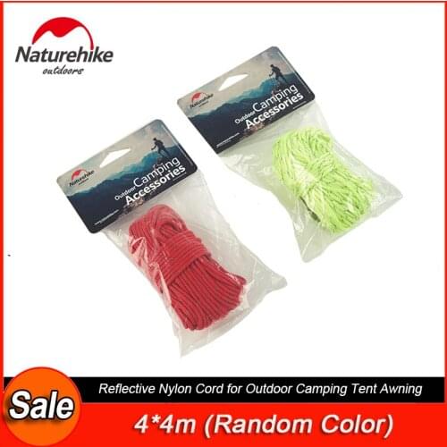4*4m Reflective Ropes Windproof Camping Awning Rope Nylon Cord Guyline Tent Rope Outdoor Camping Tent Accessories NH15A001-G