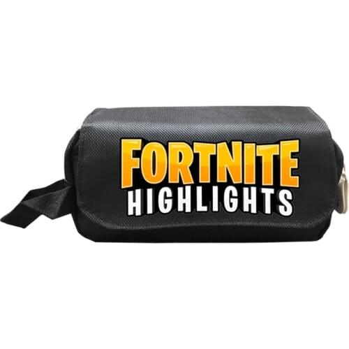 Fortnites Fortress Night Luminous Pencil Case Creative Royal Battle Pen Bag Oxford Cloth Double Layer Student Learn Stationary