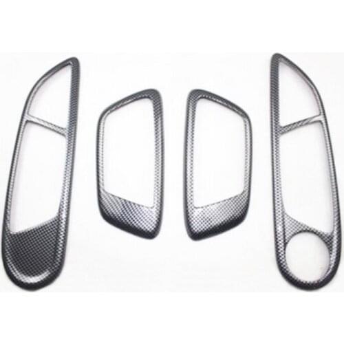 Tonlinker Interior Car Door handle position Cover sticker for Ford Fiesta 2009-14 Car styling 4 Pcs Carbon fiber Cover Stickers