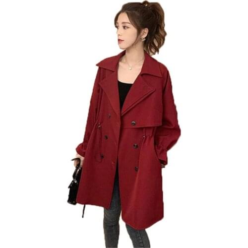 Chic Fashion Womens Trench Coat 2021 Spring Autumn Large Size 3XL Casaco Feminino Mid-Length Loose Casual Coat Female Overcoat