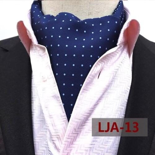 Unique Design Ties Luxury Classic Blue Dot Ascot Fashion Britsh Style Jacquard Woven Ascots for Men 13