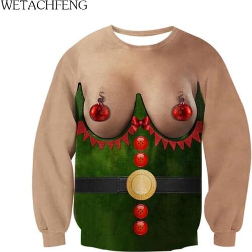 Unisex Ugly Xmas Funny Print Hoodie For Women Oversized Autumn Hoody Jumper Fashion Loose Tops Sweatshirt Couple Sweater Clothes