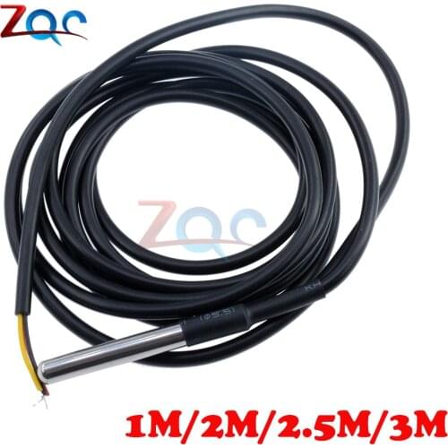 DS18B20 1M/2M/2.5M/3M Stainless Steel Package Waterproof DS18b20 Temperature Probe Temperature Sensor 18b20 For Arduino Diy Kit
