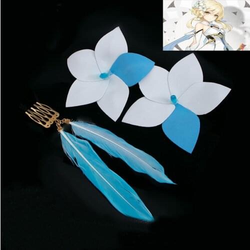 Genshin Impact Lumine Cosplay Headwear Hairpin Hair Clip Fashion Earring Ear Clip Pendant Halloween Costume Accessory