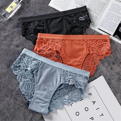 Lace Panties For Women Soft Ice Silk Hollow Panties Low Waist Plus Size Female Sexy Underwear Lingerie Seamless Briefs Underpant