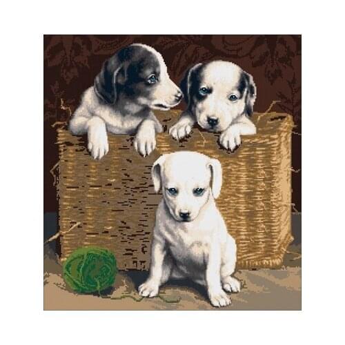 -ZR NL-026 Three dogs playing Counted Cross Stitch Kit Cross stitch RS cotton with cross stitch Magazine money