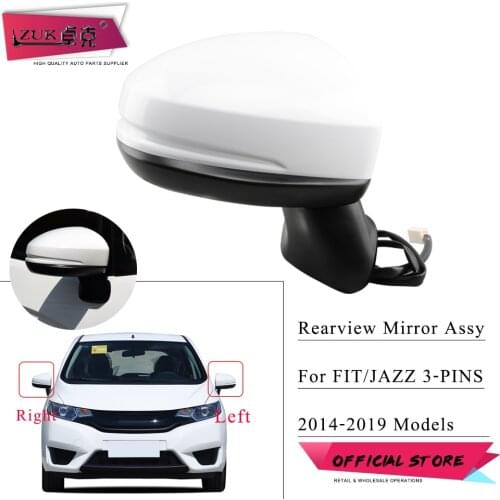 ZUK 3-PINS Exterior Door Rearview Side Mirror Assy For Honda Fit Jazz GK5 2015 2016 2017 2018 2019 2020 Without Turn Signal Lamp