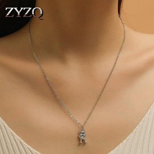 ZYZQ Creative Retro Simple Robot Pendant Necklace For Women Man Trendy Punk Street Clavicle Chain Personality Hip Hop Jewelry