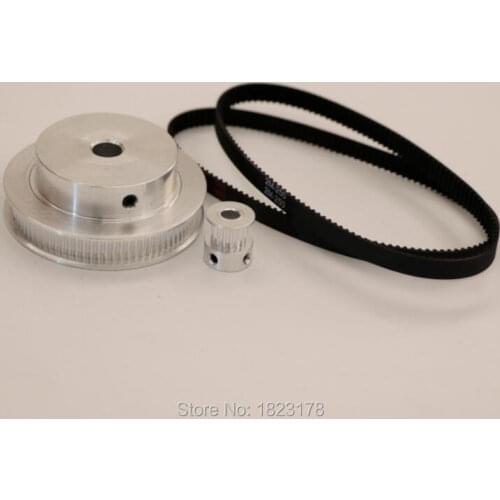 1pcs GT2 80teeth Bore 8mm+1PCS GT2 16teeth Bore 5mm+2PCS closed loop Rubber belt GT2 Length 250mm width 6mm Reduction 5:1/1:5