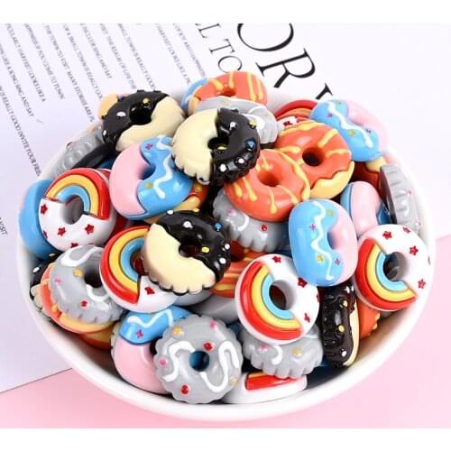 10-50Pcs Simulation Donuts Flatback Resin Scrapbook DIY Crafts Embellishments Kids Hair Accessories Phone Shell Patch Decor Toys