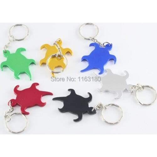 1000 pcs/lot Turtle shaped Aluminum alloy key chain can bottle opener make logo gift
