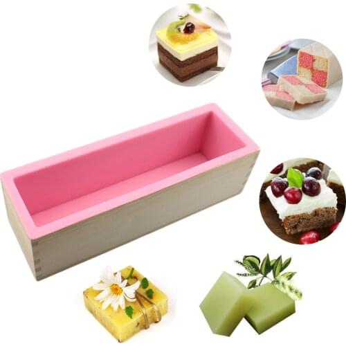 1200ml Rectangle Silicone Soap Making Mold Wooden Box Handmade Craft Soap Mould Toast Cake Loaf Mold Baking Kitchen Tools