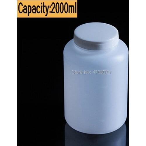 2000ml 2pcs/pack PE lab bottles plastic with scale mark Plastic sample bottle with screw lid wide mouth round for chemical test