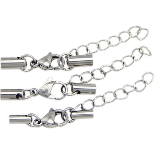 5pcs/lot 3/4/5MM Stainless Steel Connector Lobster Clasps Hooks Clasps For Leather Cord DIY Necklaces Bracelets Jewelry