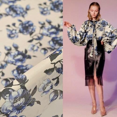 50x114cm 100% natural mulberry silk organza satin fabric cloth 14mm printed see-through clothing dress wedding dress fabric