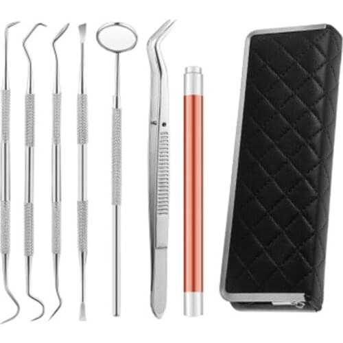 7pcs/1set Dental Stainless Steel Tool Kit Tartar Calculus Remover Dentist Probe Dental Mirror Dentistry Oral