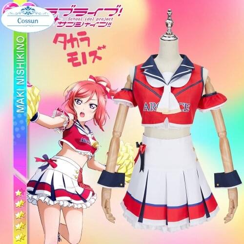 Anime! Lovelive Nishikino Maki Friendly Match Cheerleaders Lovely Uniform Cosplay Costume Halloween Carnival Party Suit Women