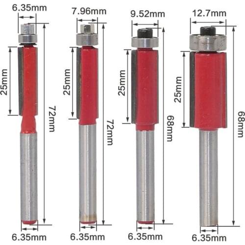1pcs 1/4 Shank Flush Trim Router Bit Bearing Flute Trim Bit End Bearing Cnc Wood Cutters for Wood Milling Cutter