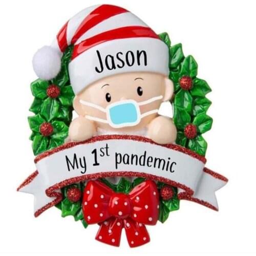 2Pcs New Creative DIY Name Personalized Christmas Tree Ornament Decoration Connectors Gift Santa Claus Pendant Xmas Baby Charms