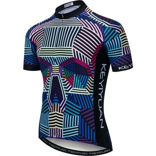 Racing Cycling Short Top KEYIYUAN 2021 Color Line Skull Mens Bike Jersey Summer Breathable Roupa Ciclismo Masculino
