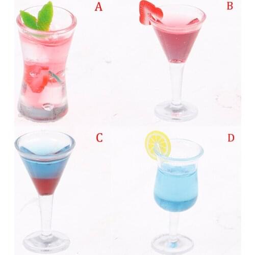 Colorful Glass Cup Goblet Bar Drinks Triangle Cocktail Glass Dollhouse Miniature Doll Houses Accessories 1:12 Doll House
