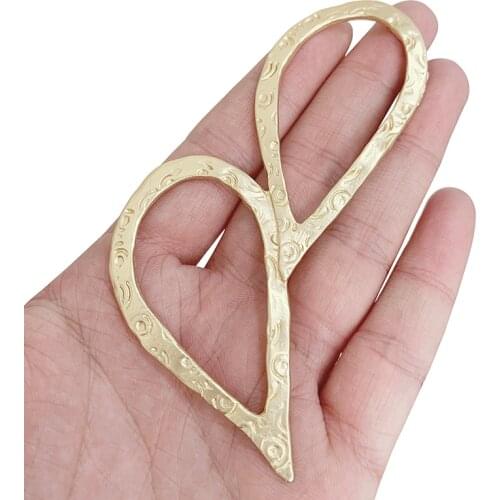 2 x Large Open Hollow Heart Matt Gold Charms Pendants for Necklace Jewelry Making Findings Accessories 100x63mm